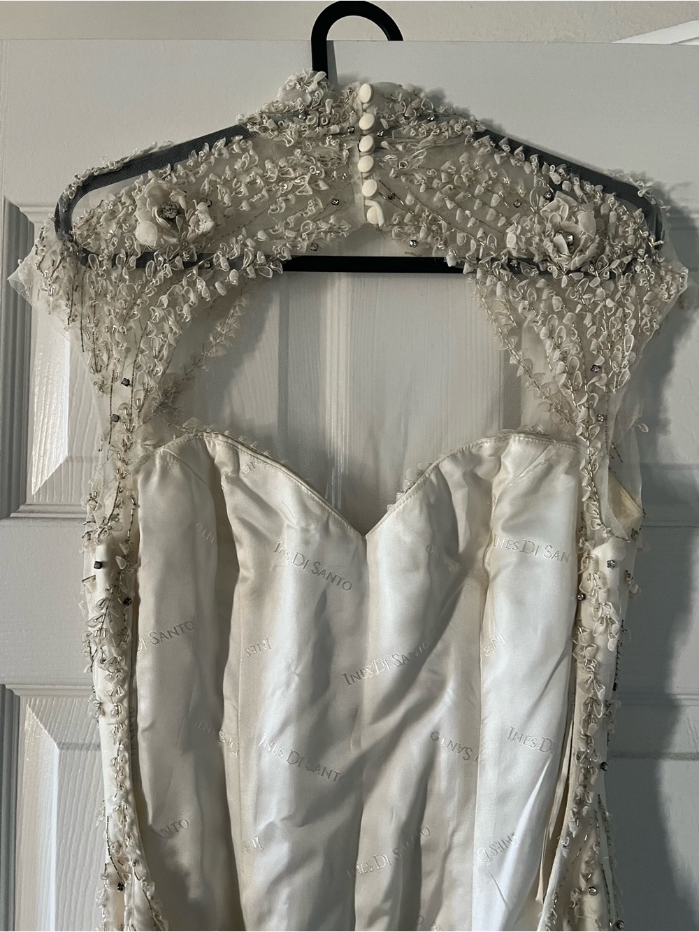 Vintage Ines Di Santo Beaded Wedding Dress with High Neck - Picture 8 of 12